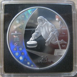 2007 Proof $25 Vancouver Olympics Curling Canada.  925 Silver Coin Only photo
