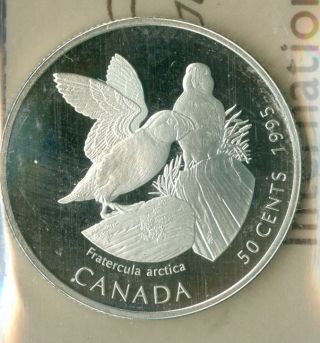 1995 Canada Puffin Silver 50 Cents Proof Ultra Heavy Cam Finest Graded Rare photo