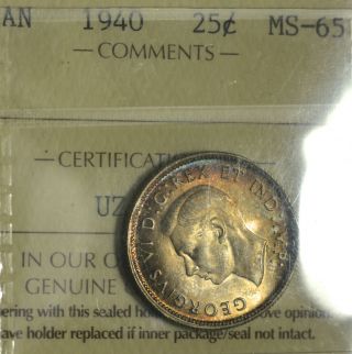 1940 Canada (25¢) Iccs Ms - 65 Pq+ Rainbow Toning & Luster Wow photo