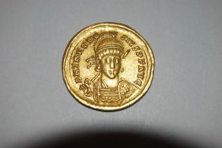 Theodosius Ii,  402 - 450 Ad (av 4.  47g 21mm) Constantinople Good Vf photo