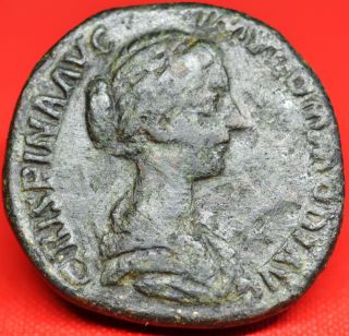 Crispina,  Scarce Sestertius: Salus Seated.  Coin,  Ad 178 - 80. photo