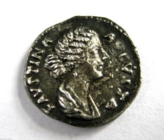 145 A.  D British Found Faustina Ii Roman Period Imperial Silver Denarius Coin.  Vf photo