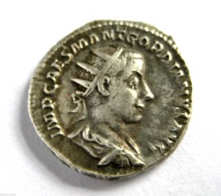 238 A.  D British Found Emperor Gordian Iii Roman Period Silver Antoninus Coin.  Vf photo