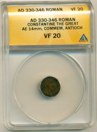 Roman Empire Constantine The Great (330 - 346 Ad) Ae 14mm Commemorative Vf20 Anacs photo