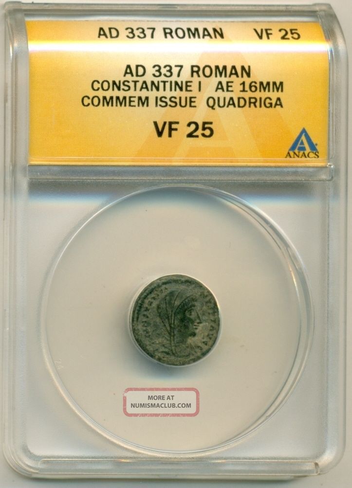 Roman Empire Constantine I (337 Ad) Ae 16mm Commemorative Vf25 Anacs Coins: Ancient photo
