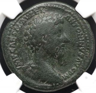 161 - 180 A.  D.  Marcus Aurelius Ae Sestertius Roman Empire Ngc F 5/5,  3/5 photo