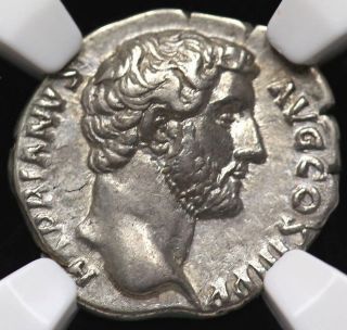 117 - 138 A.  D.  Hadrian Ar Denarius Roman Empire Ngc Xf 4/5,  5/5 photo