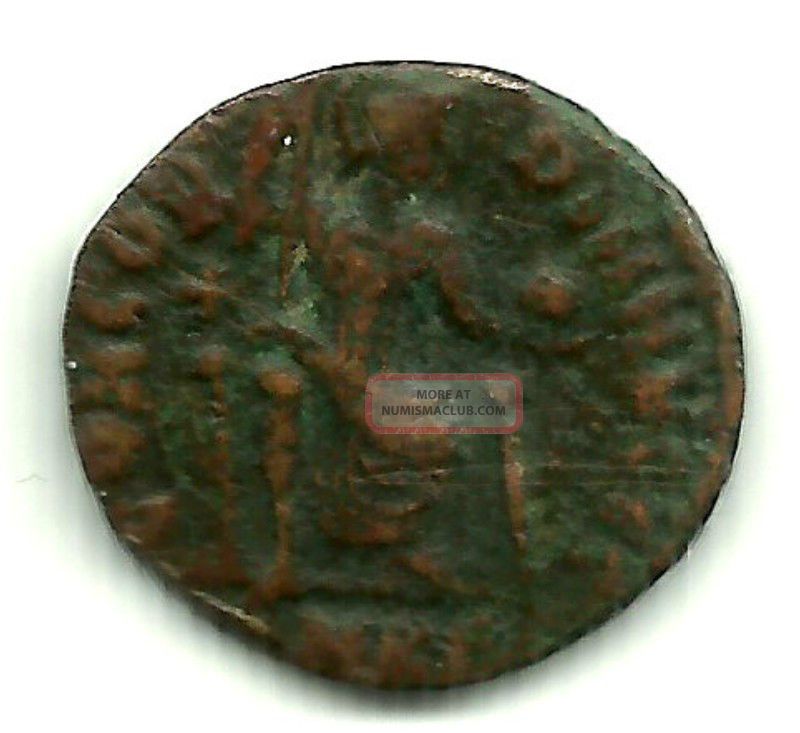 Authentic Roman Imperial Coin Emperor Gratian - Holds Globe And Scepter 367 Ad Coins: Ancient photo