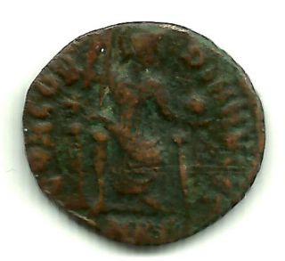 Authentic Roman Imperial Coin Emperor Gratian - Holds Globe And Scepter 367 Ad photo