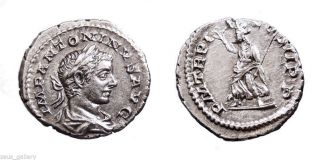 Elagabalus Silver Denarius Ancient Roman Coin Pax Scarce 219 Ad Xf photo