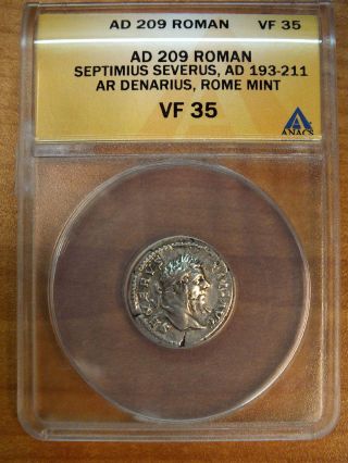Ad 209 Roman Septimius Severus Anacs Vf35+ & photo
