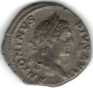 Tmm 198 - 217 Ad Imperial Roman Denarius Caracalla Vf Approx 18 Mm photo