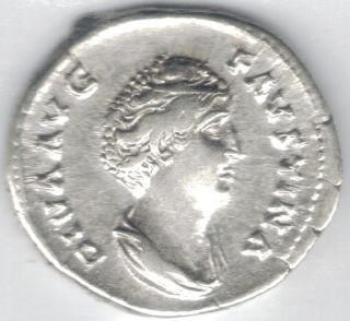 Tmm 141 Ad Imperial Roman Denarius Faustina Sr Vf/ef Approx 18 Mm photo