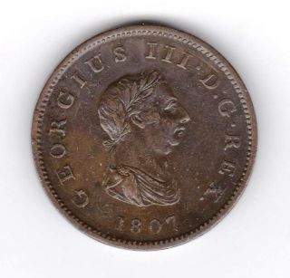 Gb George Iii Half Penny 1807 Ef photo