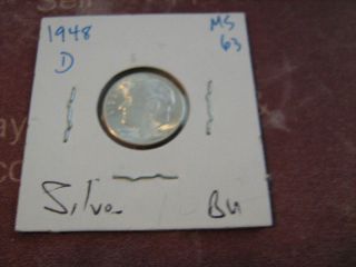 1948 - D Bu Silver Roosevelt Dime Coin photo