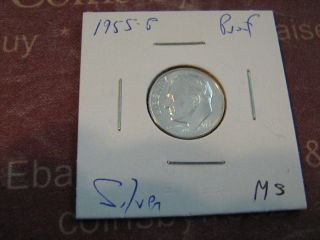 1955 - P Bu Silver Roosevelt Dime Coin photo