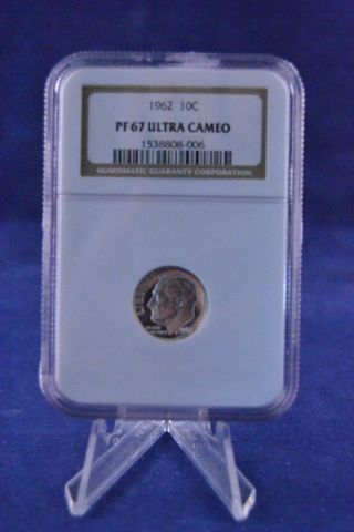 Ultra Cameo 1962 Proof Roosevelt Dime (ngc Pf 67 Ultra Cam 10c) - Bright White photo
