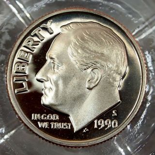 1990 - S Cameo Proof Roosevelt Dime.  (spotted). . .  4400 photo