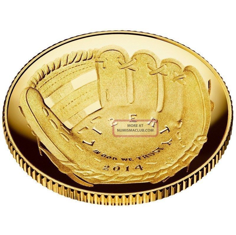 2014 W National Baseball Hall Of Fame Gold Proof Five Dollar Coin