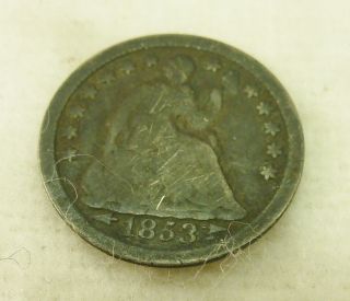 1853 Liberty Seated Half Dime With Arrows,  Over All Coin photo