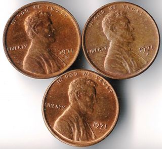 1971 Pds Lincoln Cent Trio photo