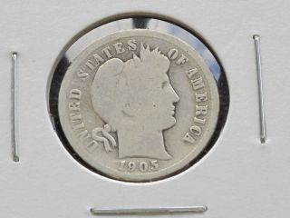1905 - S Barber Dime 90% Silver U.  S.  Coin C2920l photo