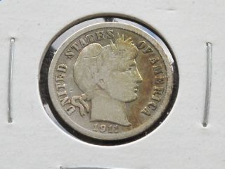 1911 - D Barber Dime 90% Silver U.  S.  Coin C2921l photo