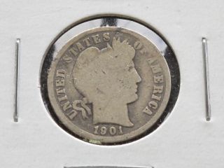 1901 - P Barber Dime 90% Silver U.  S.  Coin C2919l photo