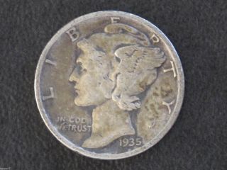 1935 - P Mercury Dime 90% Silver U.  S.  Coin D6348 photo