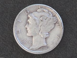 1937 - P Mercury Dime 90% Silver U.  S.  Coin D6364 photo