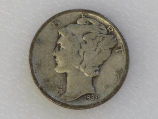 1938 - P Mercury Dime 90% Silver U.  S.  Coin D6402 photo
