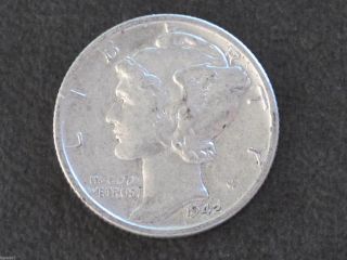 1942 - P Mercury Dime 90% Silver U.  S.  Coin D6362 photo