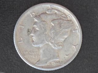1942 - S Mercury Dime 90% Silver U.  S.  Coin D6410 photo