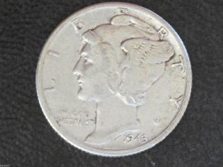 1943 - S Mercury Dime 90% Silver U.  S.  Coin D6369 photo