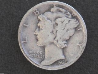 1935 - D Mercury Dime 90% Silver U.  S.  Coin D6375 photo