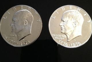 1976 1 Silver Proof And 1 S Proof Eisenhower Dollars For Both Ike ' S Awesome photo