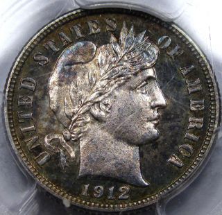 1912 Proof Barber Dime Pcgs Choice Pr - 63. . .  Awesome Pq Coin With Toning photo