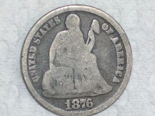 1876 Cc Seated Liberty Dime Doubled Die Obverse photo
