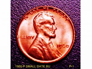 1960 - P 1c Small Date Rd Lincoln Cent Us Coin photo