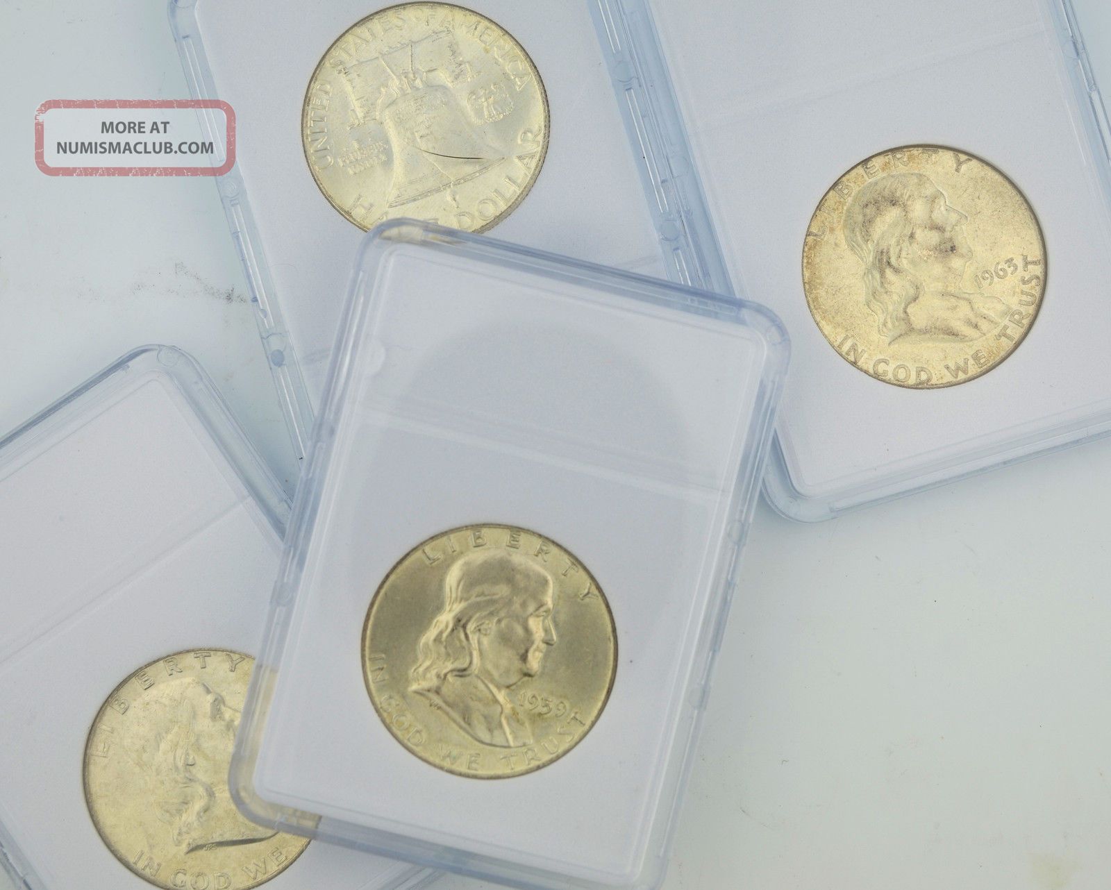 Franklin Half Dollars Bu 90% Silver In Bcw Coin Holders Slab 1 Bid = 1 Coin