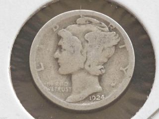 1924 - D Mercury Dime 90% Silver U.  S.  Coin D3359 photo