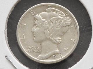 1943 - D Mercury Dime 90% Silver U.  S.  Coin D3259 photo