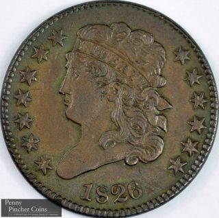 1826 Classic Head Half Cent Borderline Uncirculated Brown Early America Copper photo