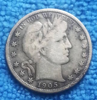 1905 S - Barber Half Dollar - Silver - Fine Mby258 photo