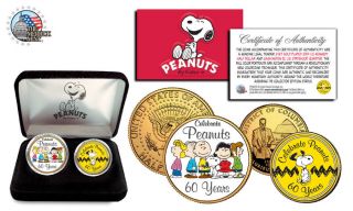 Peanuts Charlie Brown&gangs - 60 Year Celebrate 2 Coin 24k Gold Us Alegal Tender photo