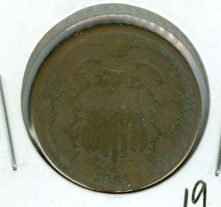 1865 Two Cent Piece Very Good. photo