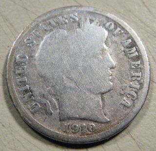 1910 Barber Silver Dime Circulated photo