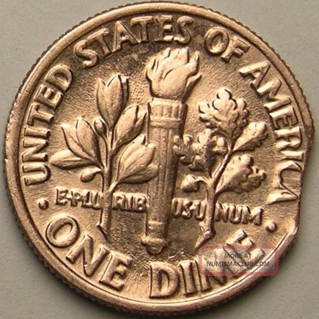 1982 P Roosevelt Dime clipped Planchet Error Coin Ae 461