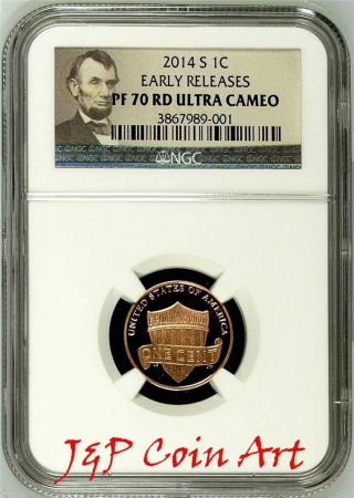 2014 S Lincoln Penny 1c Ngc Pf70 Rd Ultra Cameo Early Releases Portrait Label photo