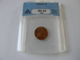 1944s Wheat Penny Anacs Ms67red photo